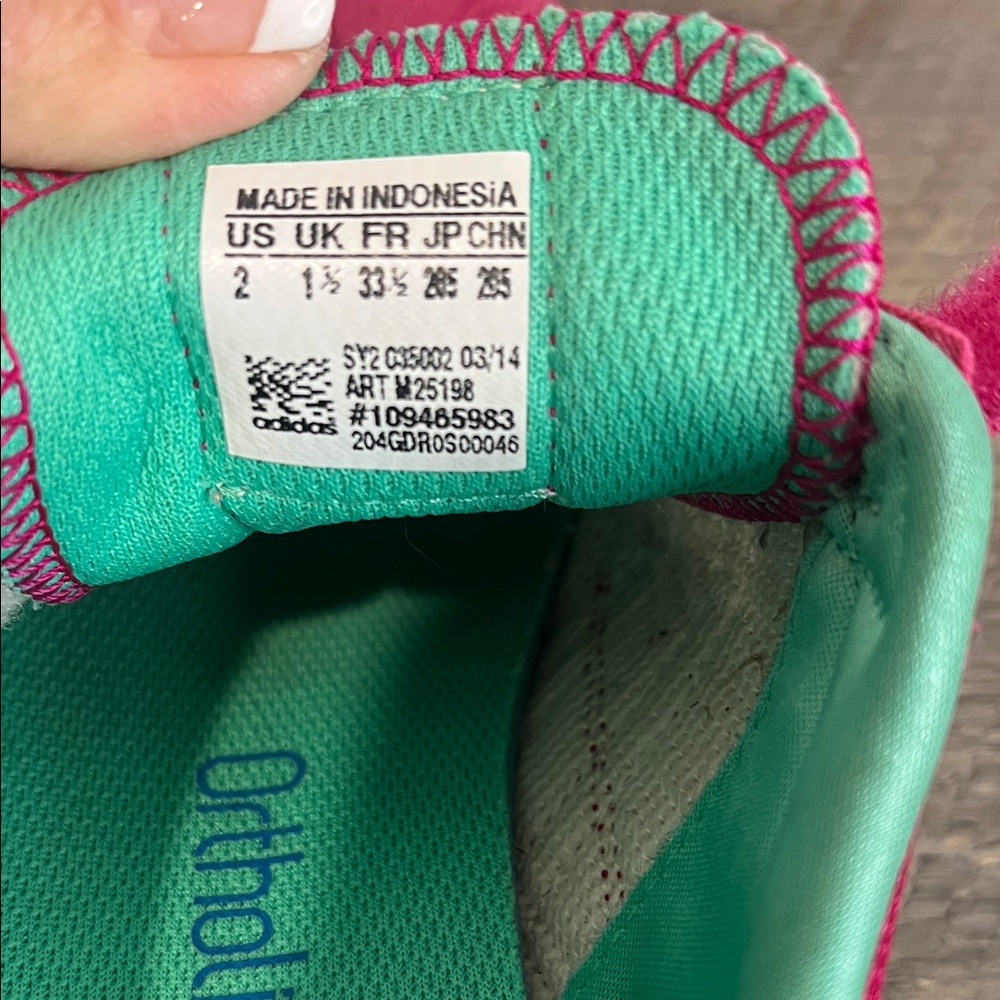 Adidas Dragon OG CF C Girls Sneakers Pink/White/Green Size 2 - Picture 2 of 10